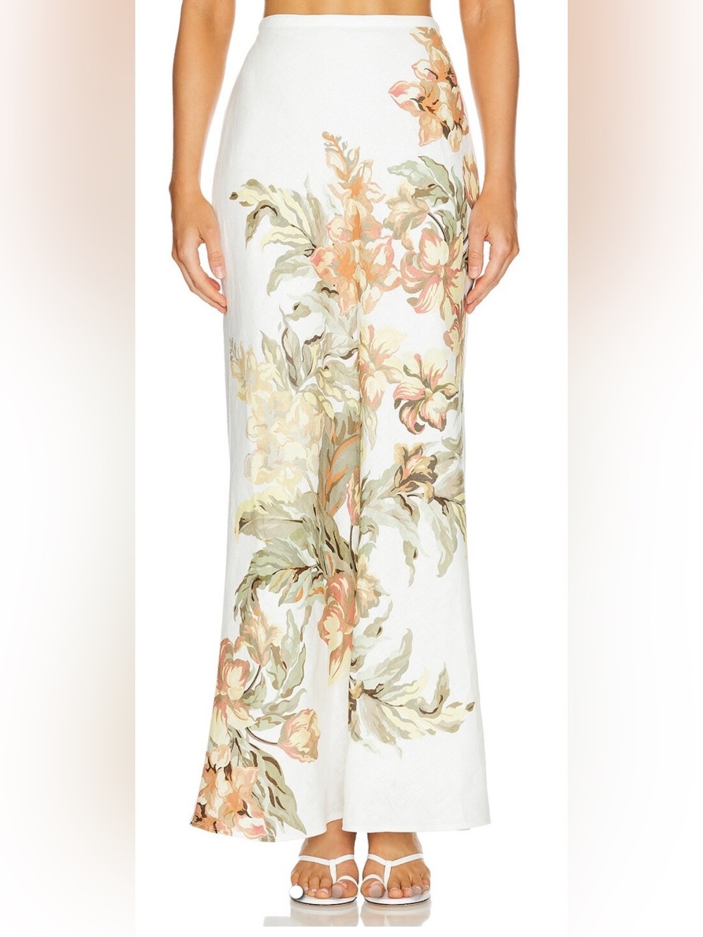 Significant Other Parisa Skirt in Botanic White Linen Floral Fall Maxi
